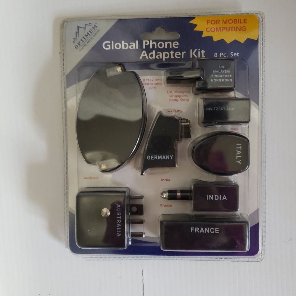 New Optimum Travel Accessories Global Phone Adapter Kit E02547 1724510- 8pcs